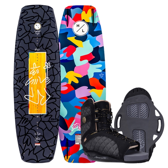 Top and base of Prizm w/Syn Binding wakeboard.