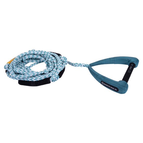 25 Storm Rope w/ Handle: blue/white braid, oversized foam endcaps, black ergonomic handles.