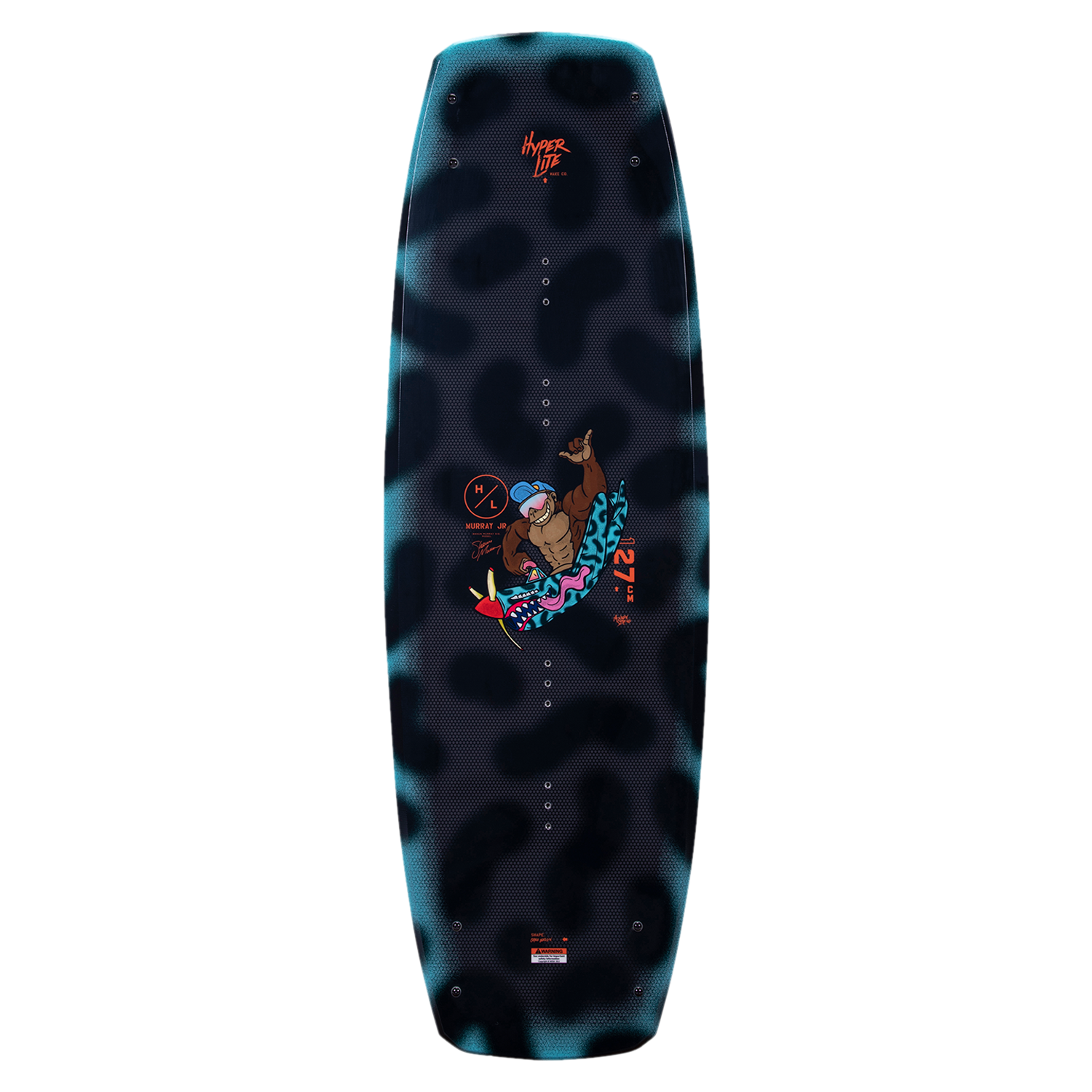 Murray Jr. wakeboard with blue/black pattern, cartoon rider, and Subtle 3-Stage Rocker.