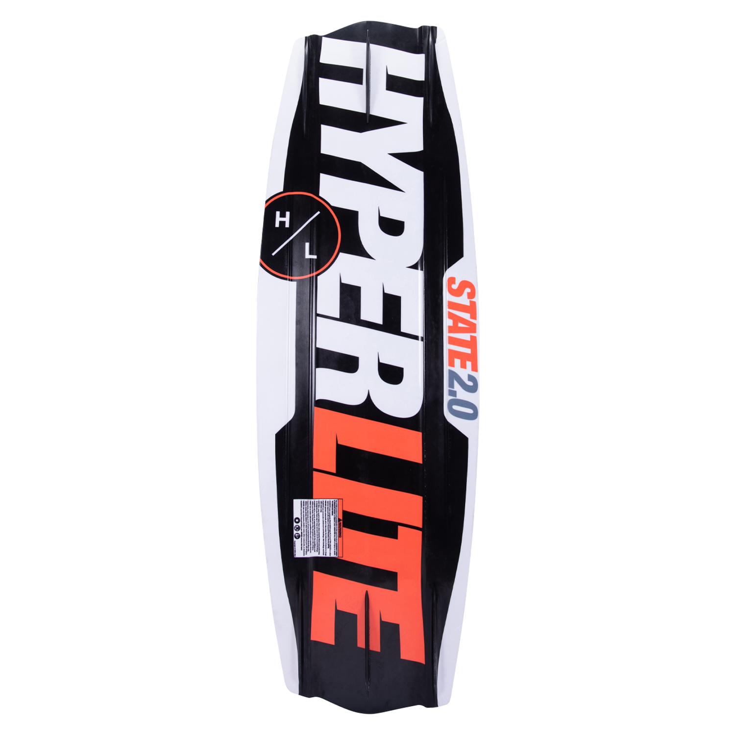 Bold HYPERLITE text on asymmetrical State 2.0 wakeboard for sleek wake jumps.