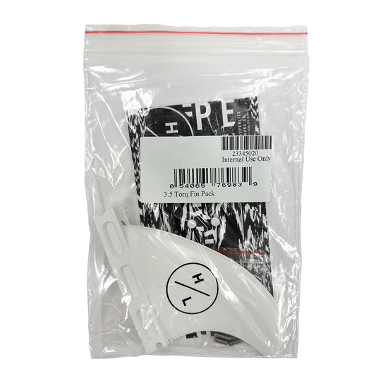 3.5 Torq Surf Fin - 2 Pack from Hyperlite in a clear bag with barcode and text.
